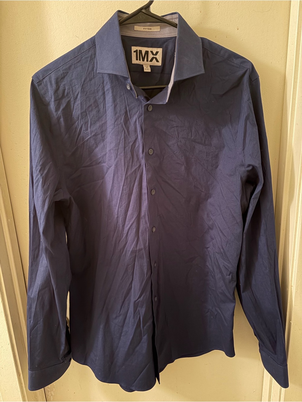 Express Men's Navy Blue Dress Shirt - 1MX